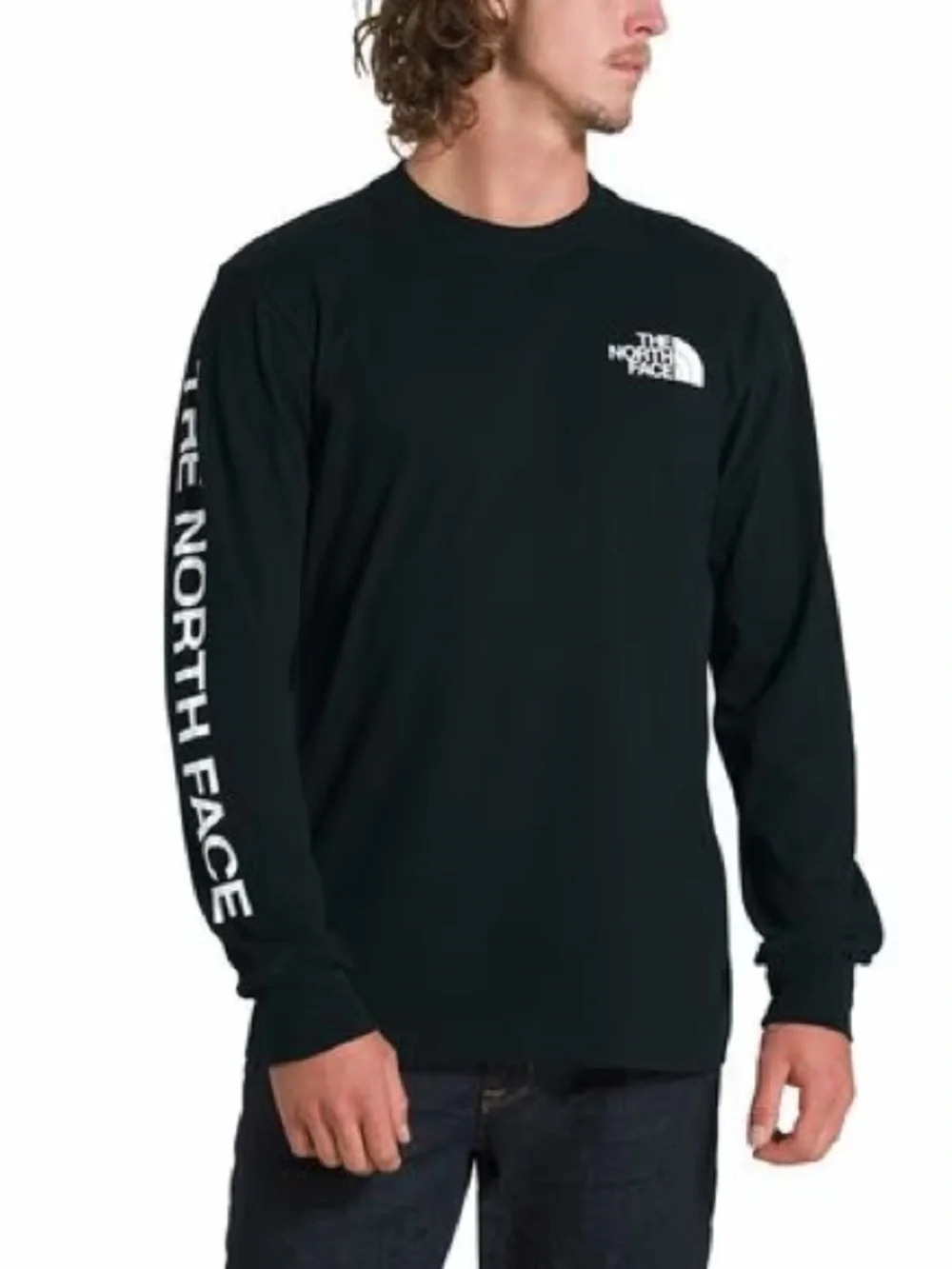 The North Face Black Logo Sleeve Graphic Long Sleeve Cotton Shirt M Activewear